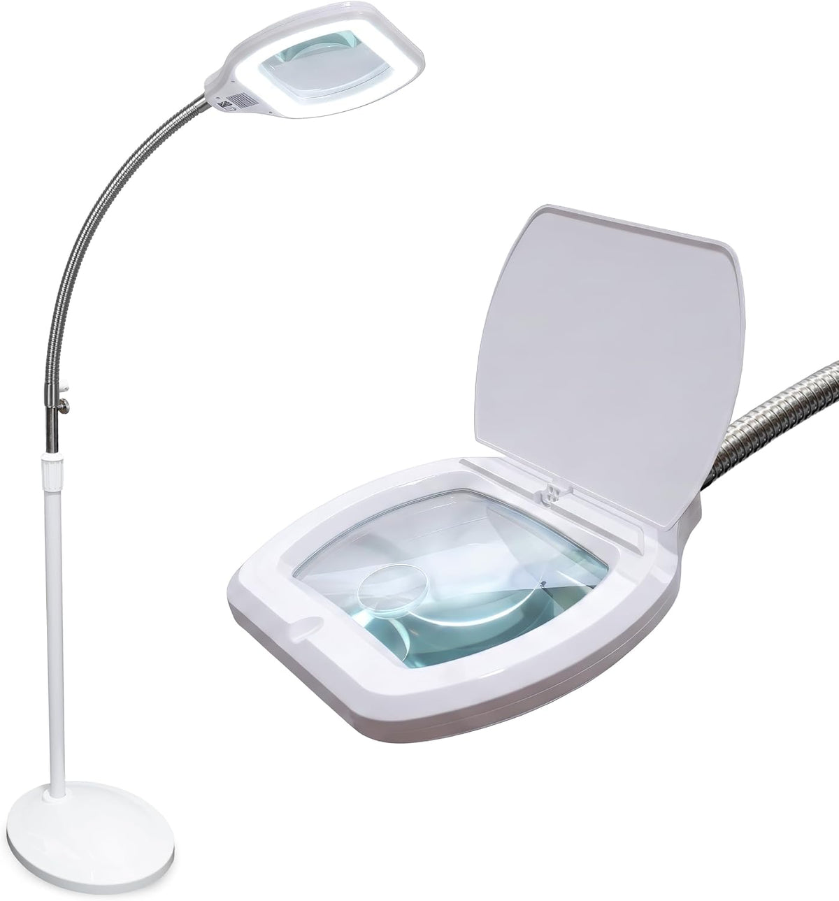 Bifocals Pro LED Magnifying Floor Lamp, 1200 Lumens, CRI 95, 7-Inch, White