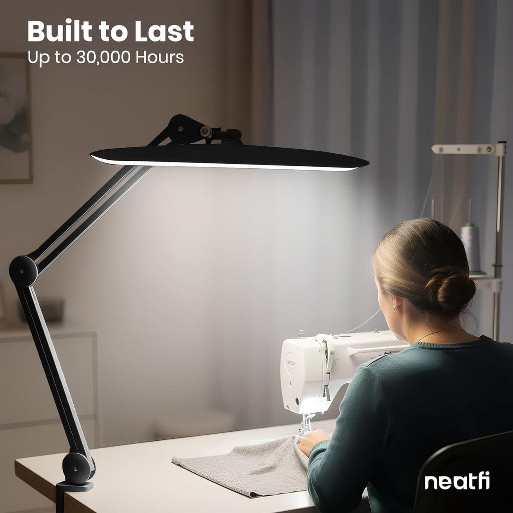 Pro 2200 Lumens LED Desk Lamp – CRI 95, CCT, 20-Inches Wide Dimmable Light, Black