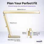 Professional Pro LED Task Lamp, 20W, CRI 95, Stepless Dimming, Gold