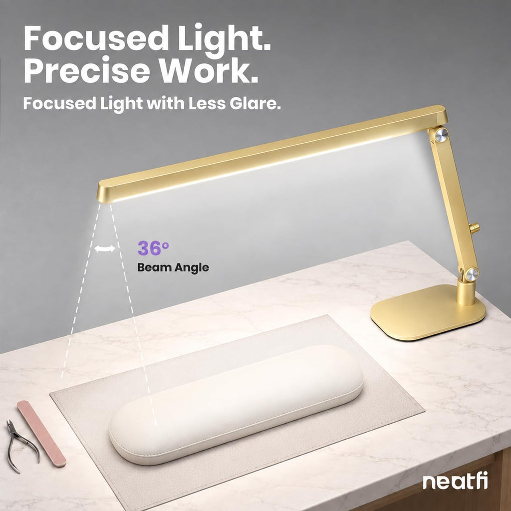 Professional Pro LED Task Lamp, 20W, CRI 95, Stepless Dimming, Gold