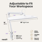 Elite Pro LED Desk Lamp with Clamp, 24W, CRI 95, Dimmable, CCT, White