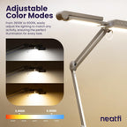 44" Pro LED Desk Lamp with Clamp – 3000 Lumens, CRI 95, Dimmable, 3 Color Modes, White