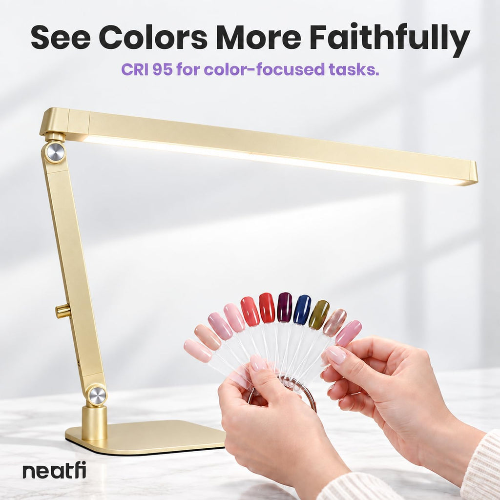 Professional Pro LED Task Lamp, 20W, CRI 95, Stepless Dimming, Gold