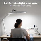 Pro 2200 Lumens LED Desk Lamp – CRI 95, CCT, 20-Inches Wide Dimmable Light, White