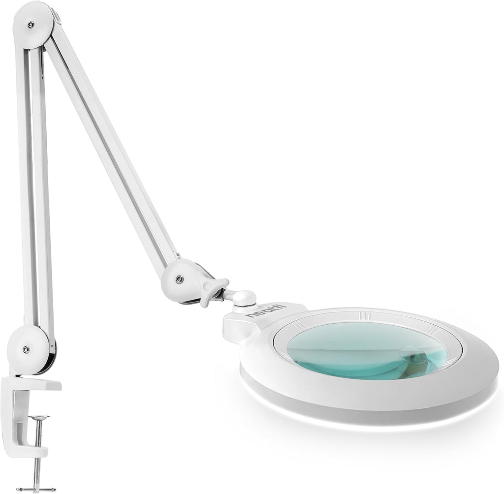 7" Acrylic Lens Pro LED Magnifying Lamp – 5D/20D, CRI 95, Dimmable, White