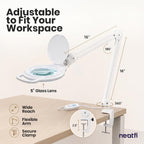 Pro LED Magnifying Lamp, 1200 Lumens, CRI 95, Glass Lens, White