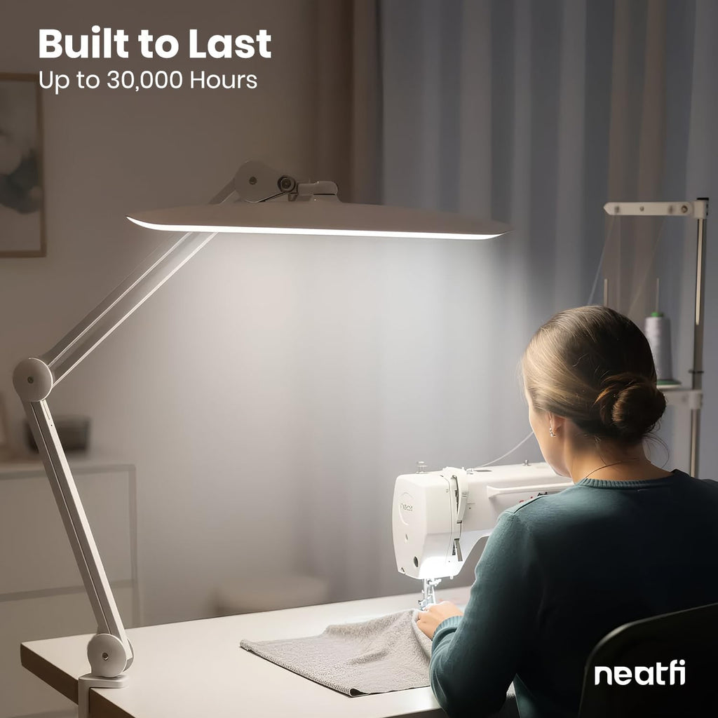 Pro 2200 Lumens LED Desk Lamp – CRI 95, CCT, 20-Inches Wide Dimmable Light, White
