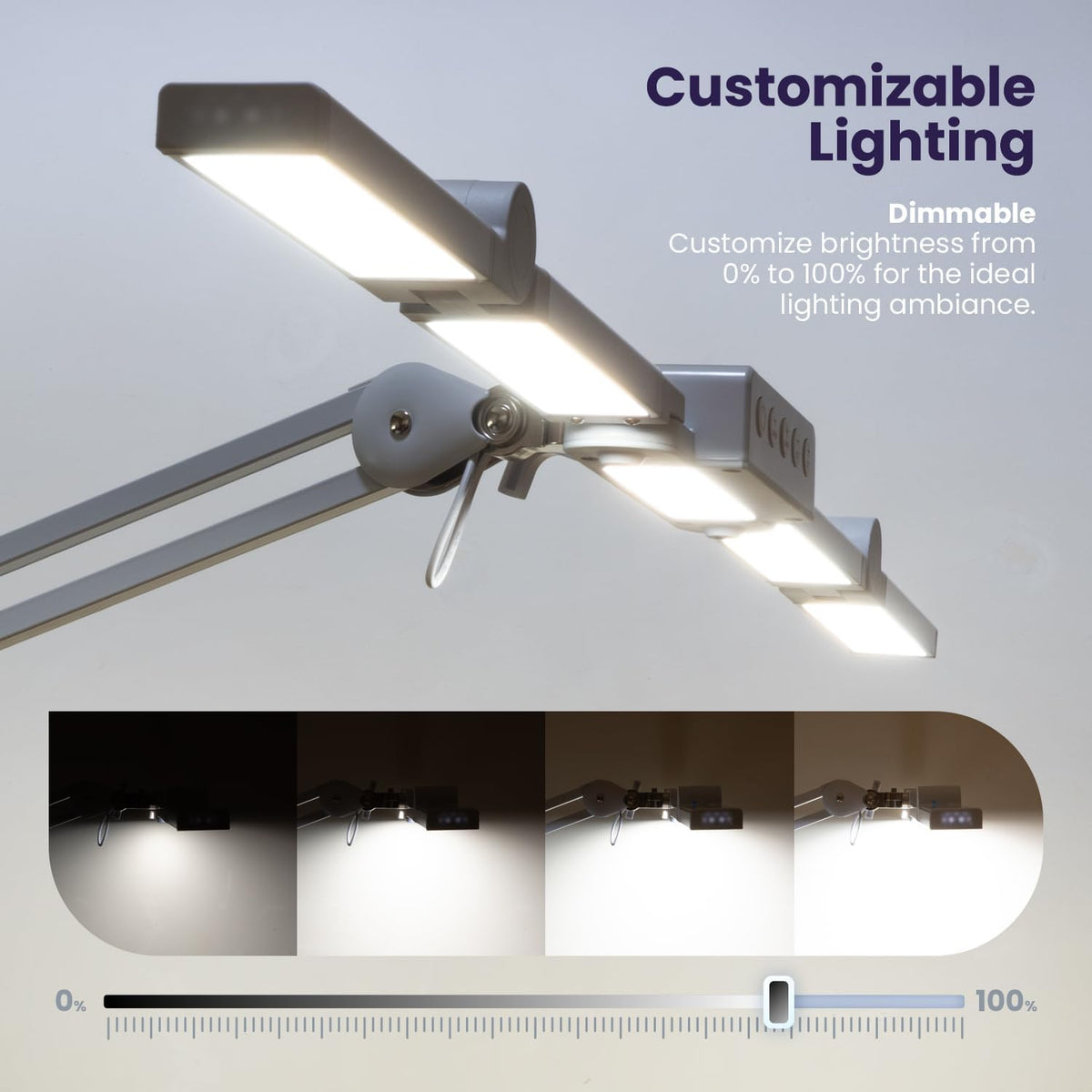 44" Pro LED Desk Lamp with Clamp – 3000 Lumens, CRI 95, Dimmable, 3 Color Modes, White