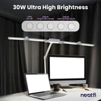 44" Pro LED Desk Lamp with Clamp – 3000 Lumens, CRI 95, Dimmable, 3 Color Modes, White