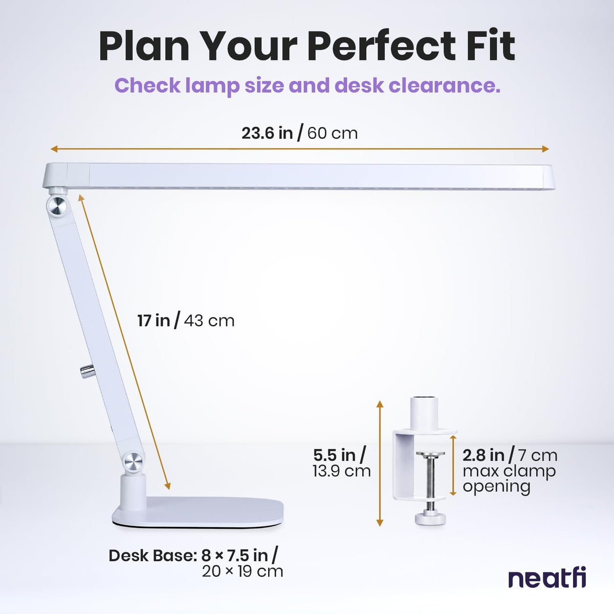 Professional Pro LED Task Lamp, 20W, CRI 95, Stepless Dimming, White