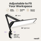 Pro 2300Lumens LED Desk Lamp, Clamp, CRI 95, 24-Inch Head, Black
