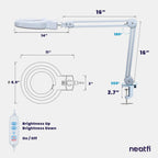 LED Magnifying Lamp with Clamp, 5 Diopter, Dimmable - White