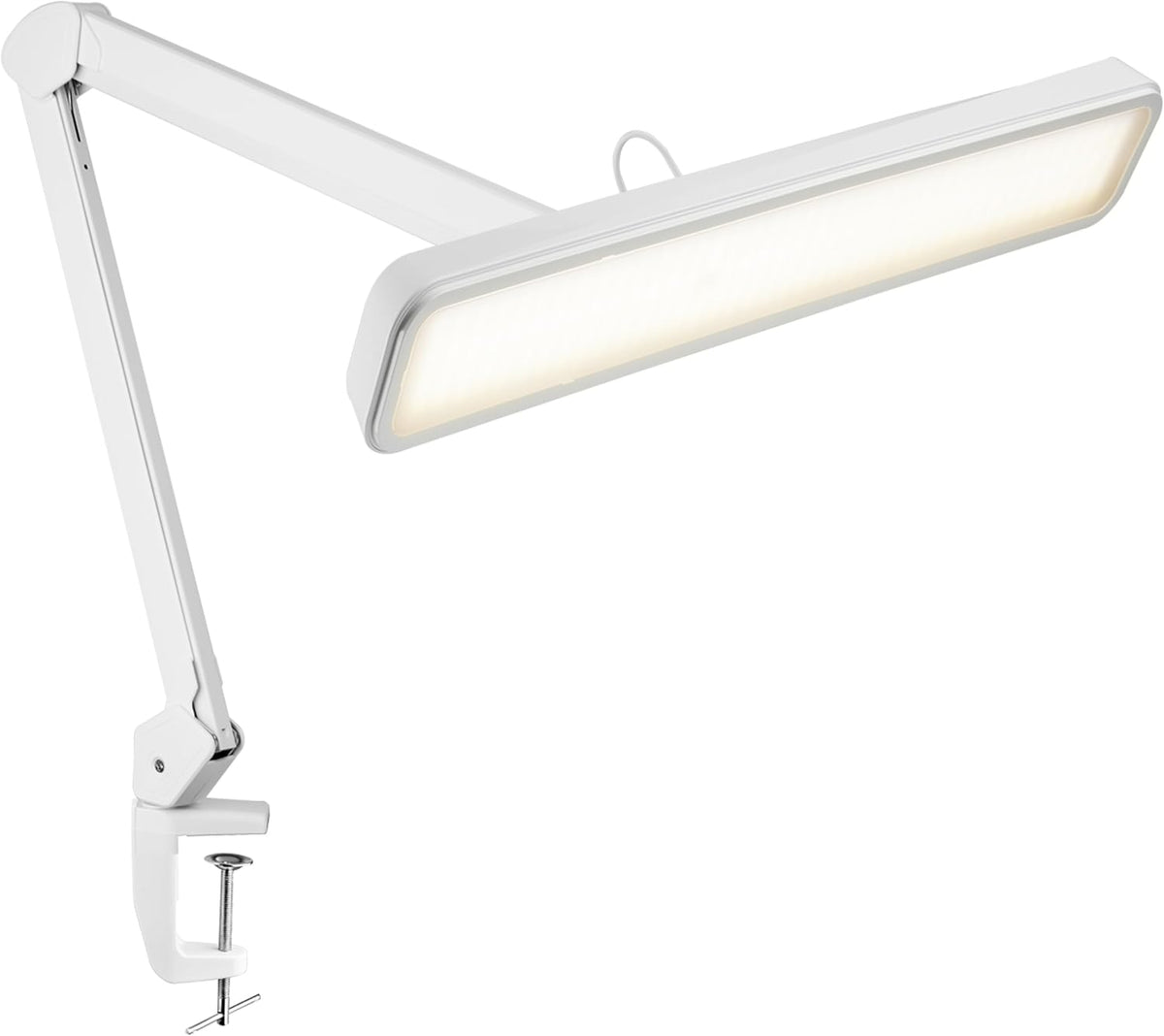 2500 Lumens LED Desk Lamp with Clamp – 22" Wide Shade, 5 Color Modes for Nails & Crafts, White