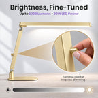 Professional Pro LED Task Lamp, 20W, CRI 95, Stepless Dimming, Gold