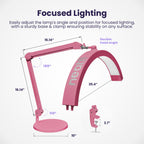 Half Moon LED Table Lamp with Base & Clamp – 2500 Lumens, 5 Light Modes for Nail Arts, Pink