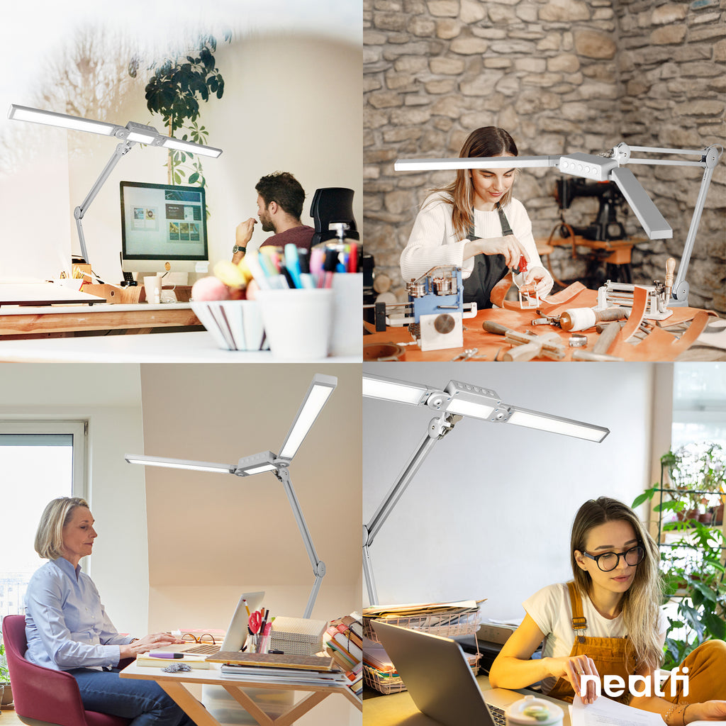 41" Pro LED Task Lamp with Clamp – 3000 Lumens, CRI 95, Dimmable, 3 Color Modes, Silver