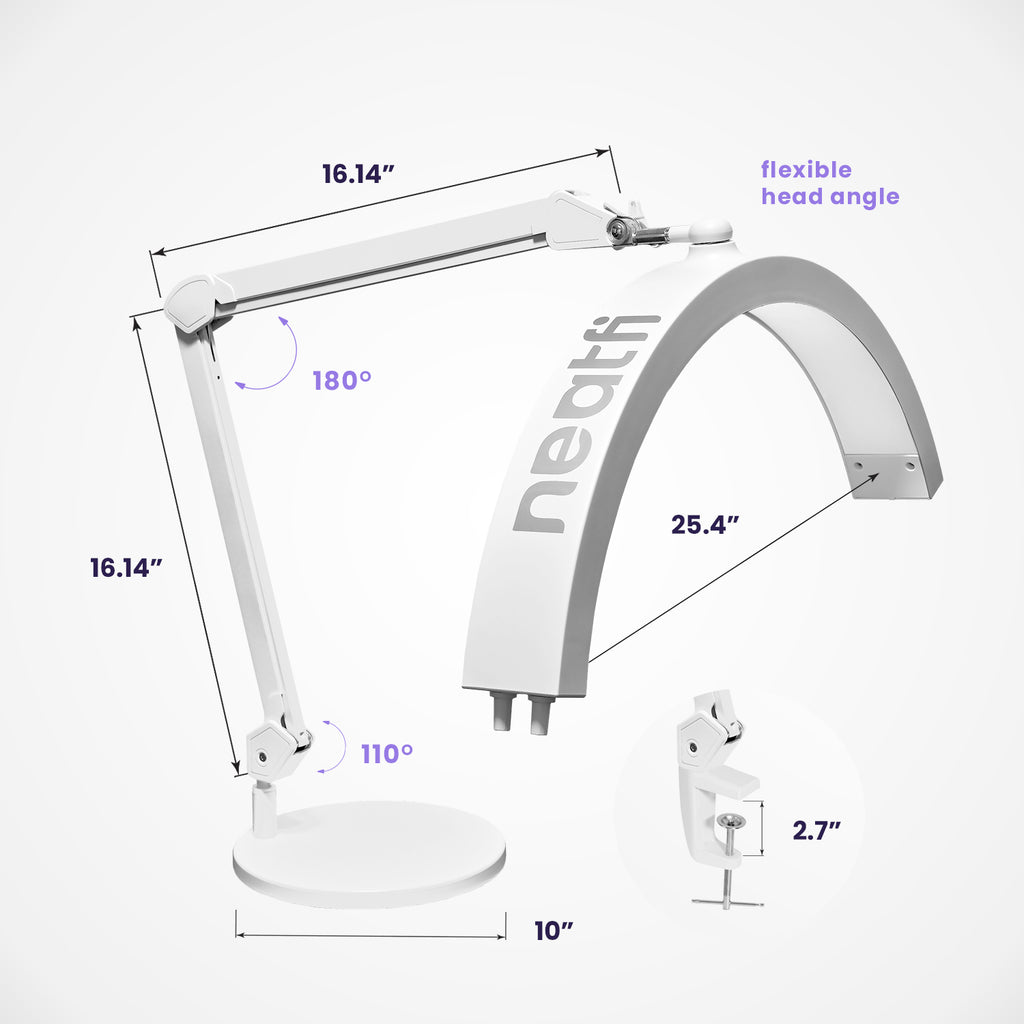 Half Moon LED Table Lamp with Base & Clamp – 2500 Lumens, 5 Light Modes for Nail Arts, White