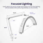 Lámpara de mesa LED de media luna con abrazadera – 2500 lúmenes, 5 modos de luz para decoración de uñas y tratamientos faciales, blanco