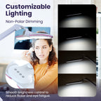 17” Wide Shade Elite LED Desk Lamp with Clamp – 3 Light Modes, Non-Polar Dimming, Pink Ring