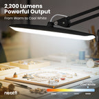 2200 Lumens LED Desk Lamp with Base – 20” Wide Shade, 3 Light Modes, Dimmable Task Light, Black