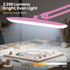 20” Wide Head LED Desk Lamp with Clamp – 2200 Lumens Task Light for Home Office & Crafts, Pink