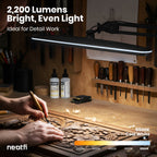23” Wide Shade, 2200 Lumens LED Desk Lamp with Clamp – Dimmable, Eye-Caring Task Light, Black