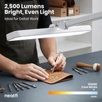 22” Wide Shade LED Desk Lamp with Clamp – 2500 Lumens Task Light for Workbench & Crafts, White
