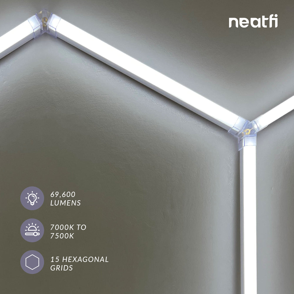 60,720 Lumens Ultra-Bright 15 Hex Grids LED Ceiling Light for Auto Shops, Salons & Gyms, Cool White