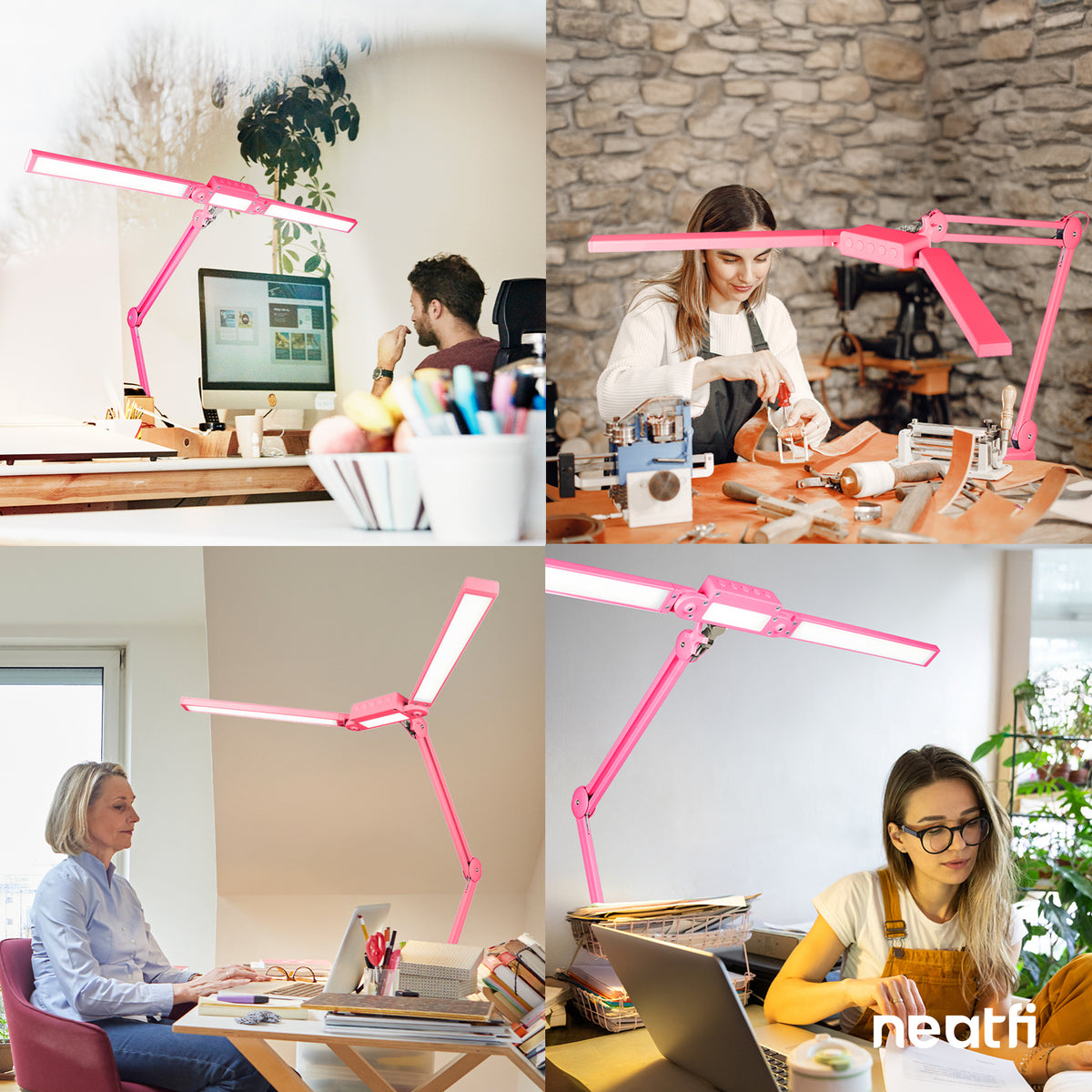 41" Pro LED Task Lamp with Clamp – 3000 Lumens, CRI 95, Dimmable, 3 Color Modes, Pink