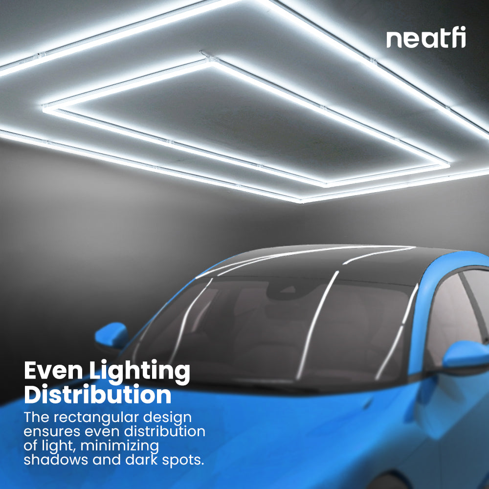 2 Rectangles LED Car Garage Light – 35,200 Lumens, Easy Installation for Shops & Gyms, Cool White