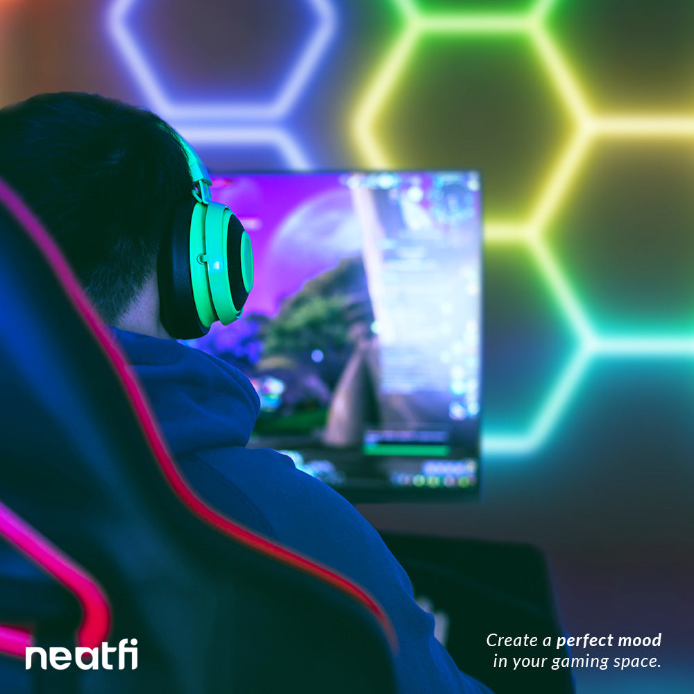 Lámpara de Techo LED RGB de 5 Rejillas Hexagonales – Iluminación Comercial con Clasificación P54 para Salas de Juegos y Cines en Casa