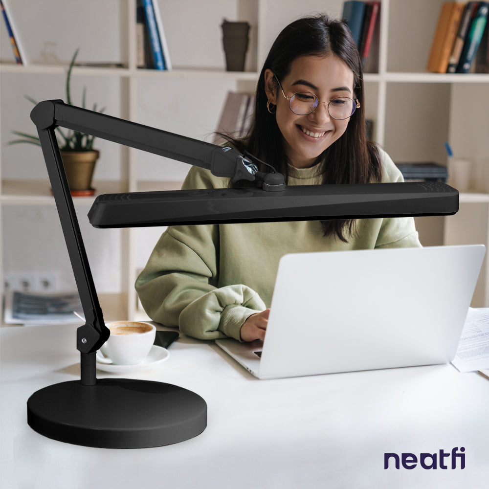 9.84" Weighted Round Base – Sturdy Replacement Lamp Base for Desk & Magnifying Lamps, Black