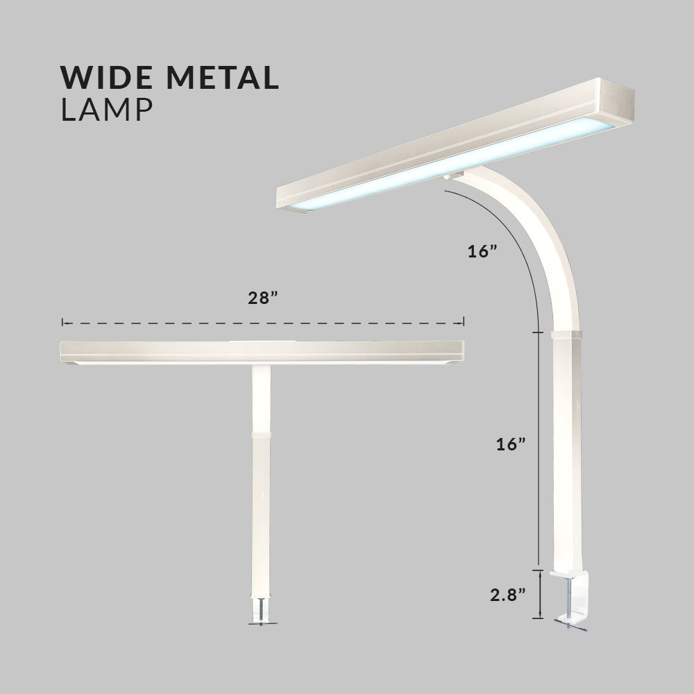 3000 Lumens Desk Lamp with Clamp – 28” Wide Shade, 5 Light Modes, Dimmable Monitor Light, White