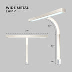 3000 Lumens Desk Lamp with Clamp – 28” Wide Shade, 5 Light Modes, Dimmable Monitor Light, White