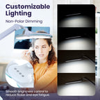 Lámpara de escritorio LED Shade Elite de 17" de ancho con abrazadera – 3 modos de luz, atenuación no polar, anillo azul