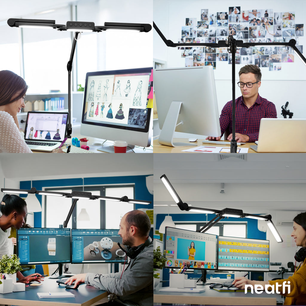 44" Pro LED Desk Lamp with Clamp – 3000 Lumens, CRI 95, Dimmable, 3 Color Modes, Black