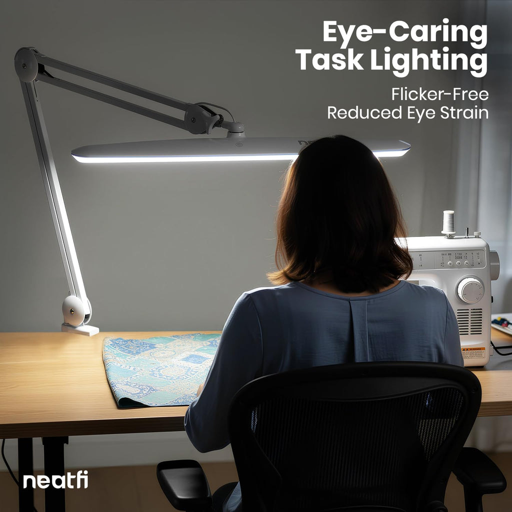 Pro 2200 Lumens LED Desk Lamp – True Color Accuracy CRI 95, 23-Inches Wide, Dimmable, White