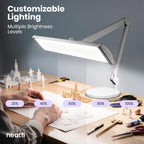 3500 Lumens LED Desk Lamp with Base – 26" Ultra-Wide, 3 Light Modes, Touch Control Light, Silver