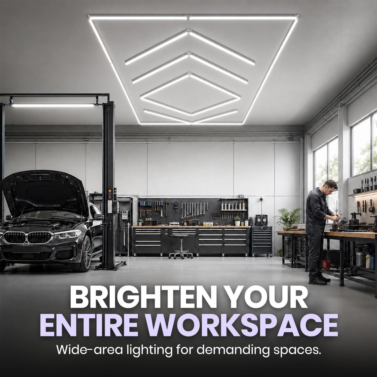 42,240 Lumens 384W, Layered Arrows LED Garage Light, Close-to-Ceiling, Cool White