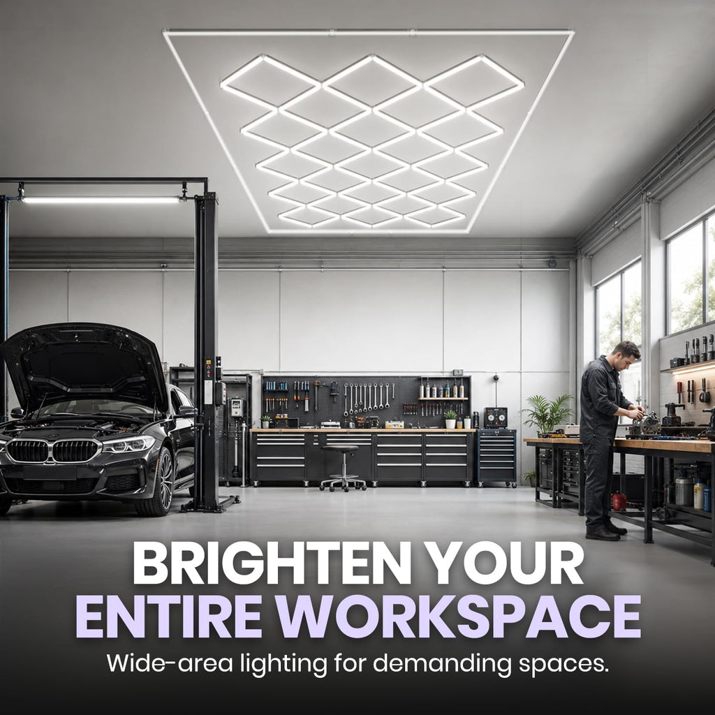 74,800 Lumens LED Garage Light, 23 Diamond Grids, Close-to-Ceiling, Cool White
