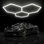 3 Hexagon 9,000 Lumens LED Ceiling Light – IP54 Rated Shop Lighting for Car Detailing, Cool White