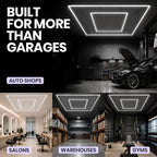 2-Rectangle LED Garage Light – 35,200 Lumens, Dimmable for Shops & Gyms, Hanging/Suspended, Cool White