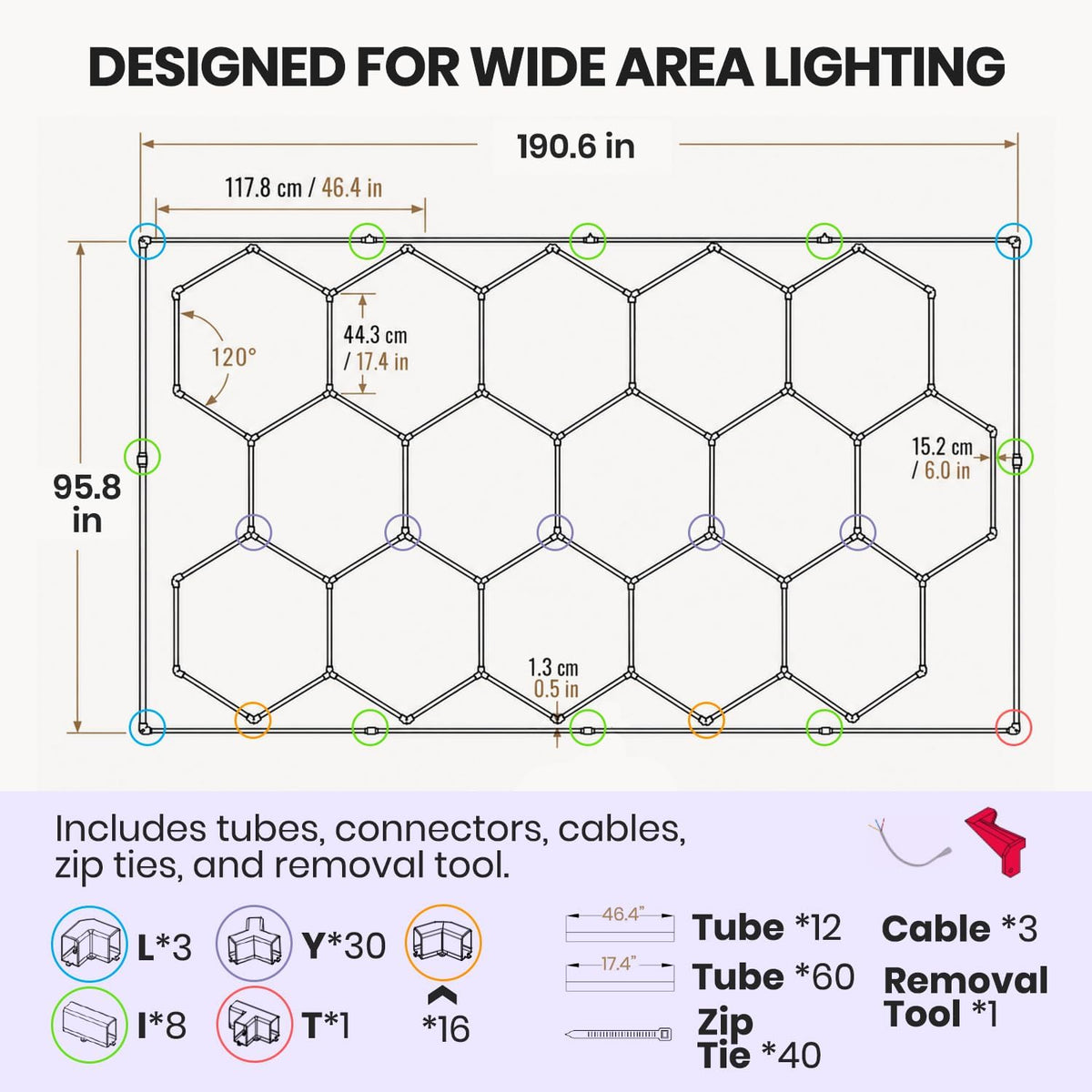 15-Hex LED Garage Light – 60,720 Lumens, Dimmable, Cool White