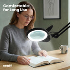 5" Wide Bifocals Glass Lens – 1200 Lumens LED Magnifying Floor Lamp with Rolling Base, Black