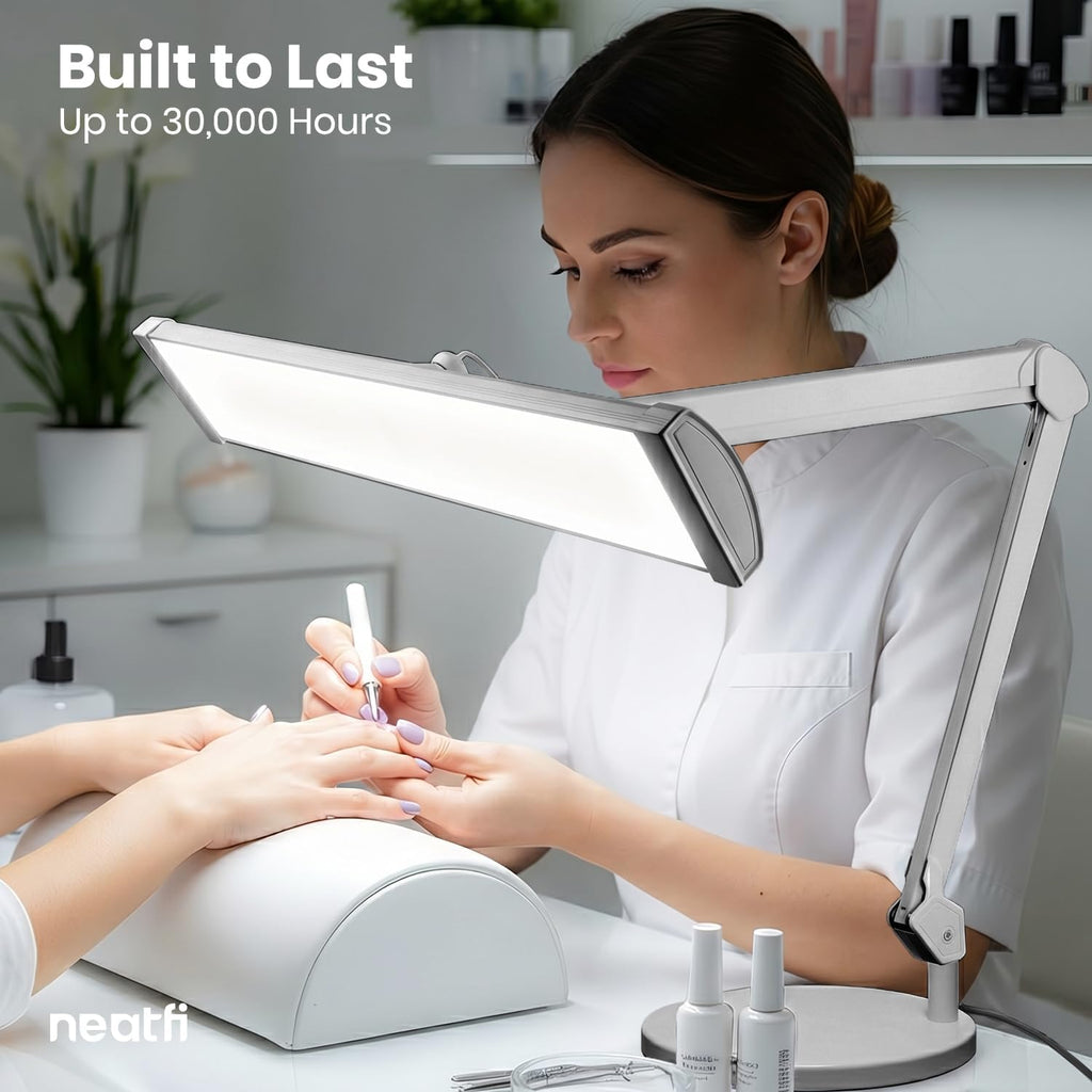 3500 Lumens LED Desk Lamp with Base – 26" Ultra-Wide, 3 Light Modes, Touch Control Light, Silver
