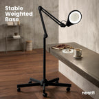 5" Wide Bifocals Glass Lens – 1200 Lumens LED Magnifying Floor Lamp with Rolling Base, Black