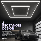 2-Rectangle LED Garage Light – 35,200 Lumens, Dimmable for Shops & Gyms, Hanging/Suspended, Cool White