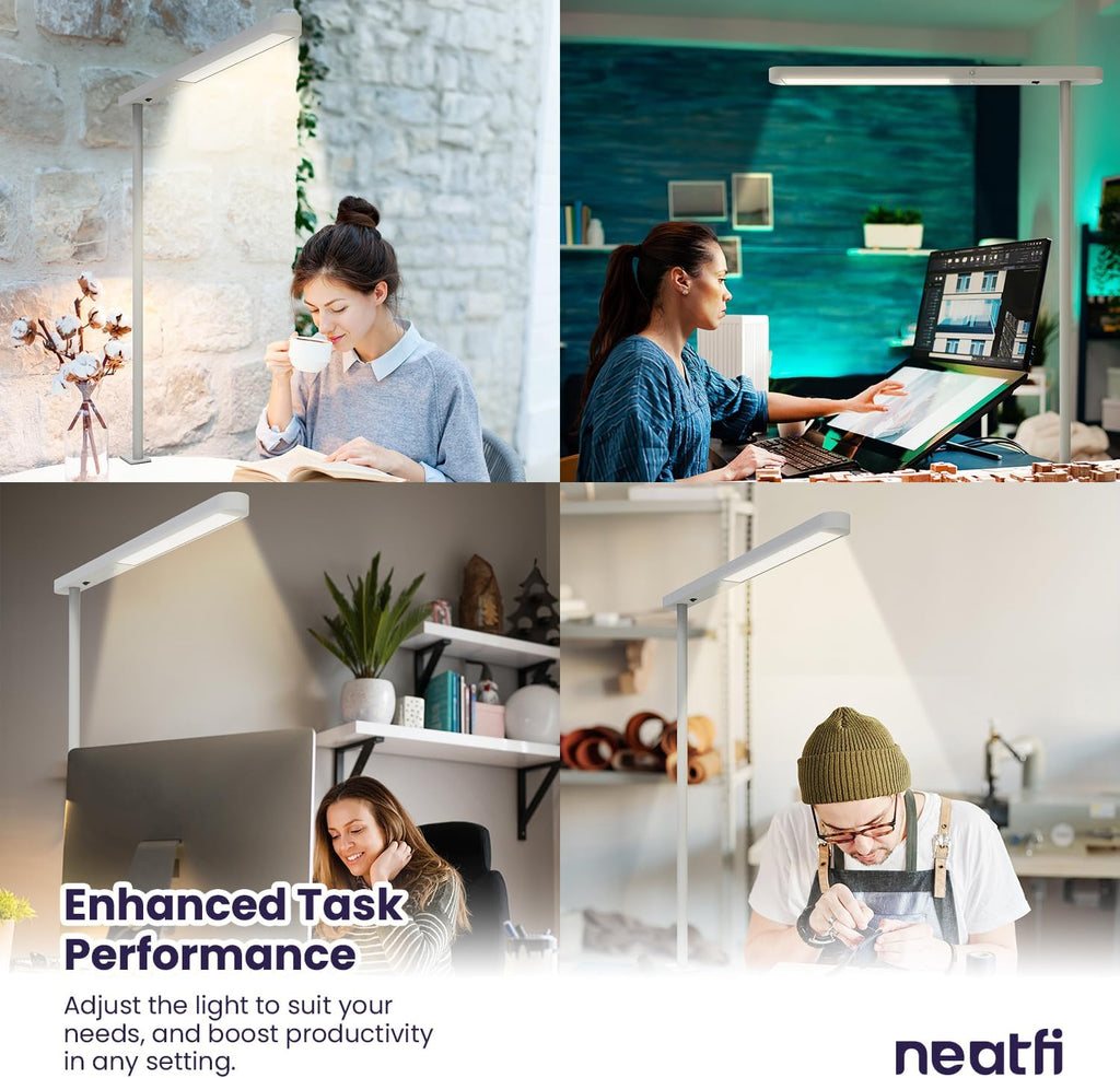 Lampe de bureau LED Premium 38", 5200 lumens – Lumière ultra-lumineuse, à pince, 40W, température de couleur 4000K, tête réglable – Idéale pour le bureau à domicile et l'étude – Grise