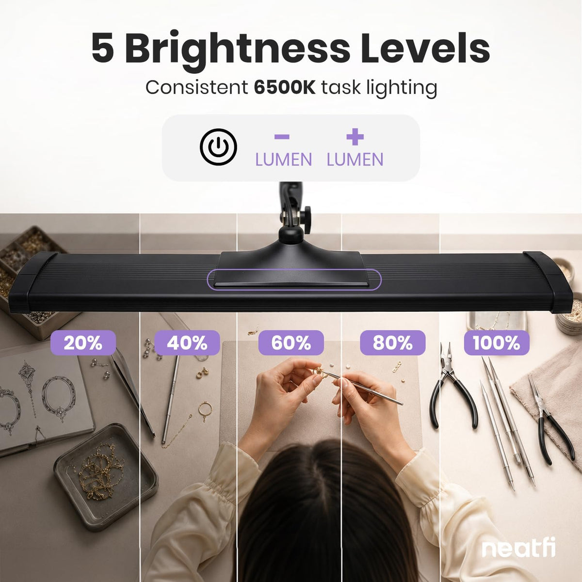 Pro 4500 Lumens LED Desk Lamp, Clamp, CRI 95, Dimmable, Black