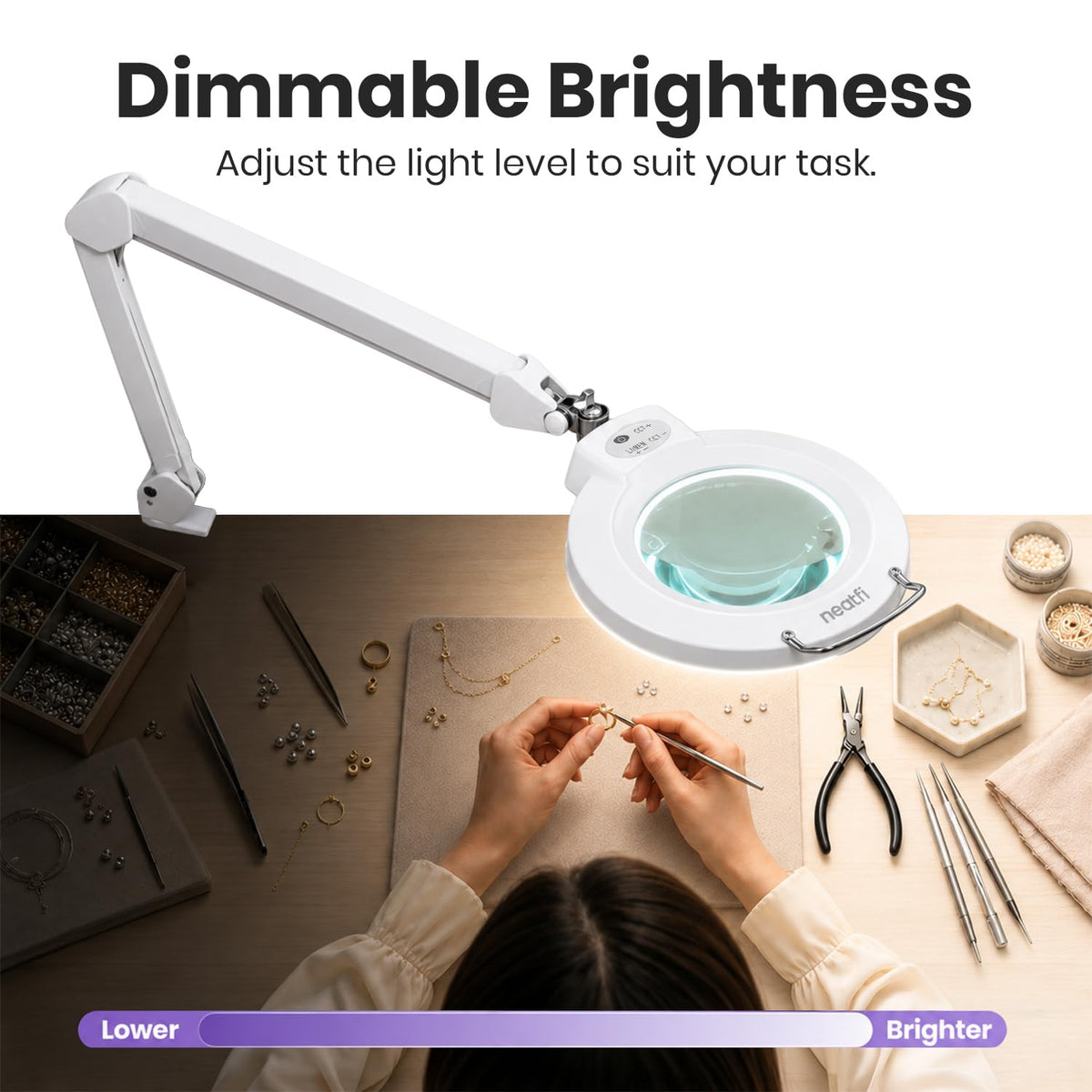 Elite Pro LED Magnifying Lamp, CRI 95, 5D, 7-Inch Lens, White